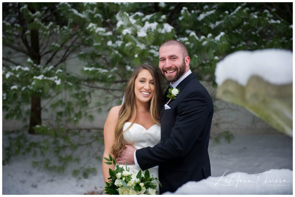 snowy foutian pictures Carriage House Galloway, NJ Wedding Photos