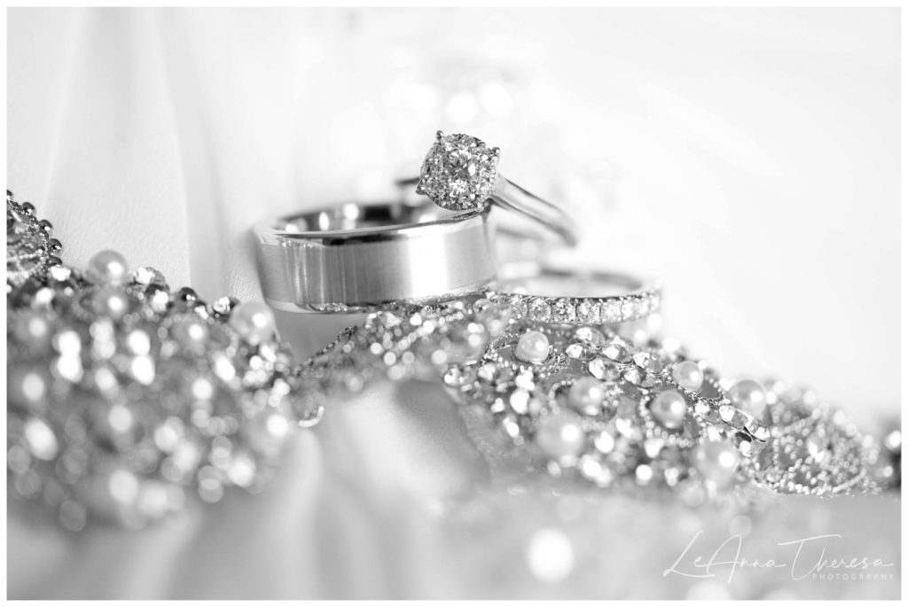 sparkle black and white wedding rings