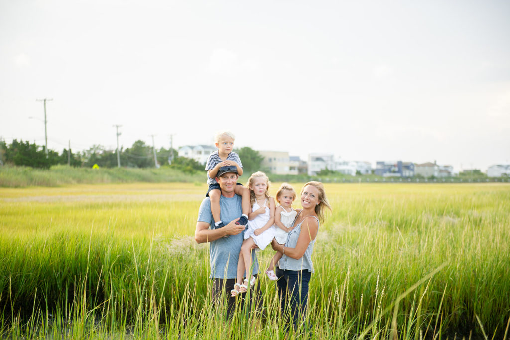 family photos in green marshes on LBI