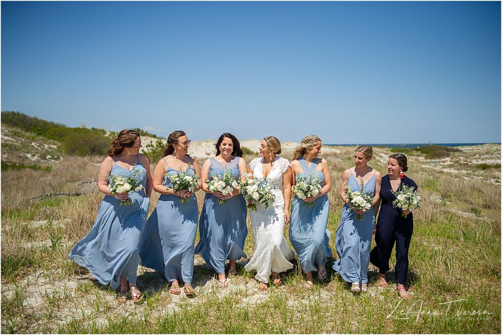 bridesmaids on Barnegat Light beach 