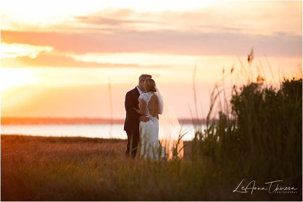 LBIF sunset in marsh wedding photos 