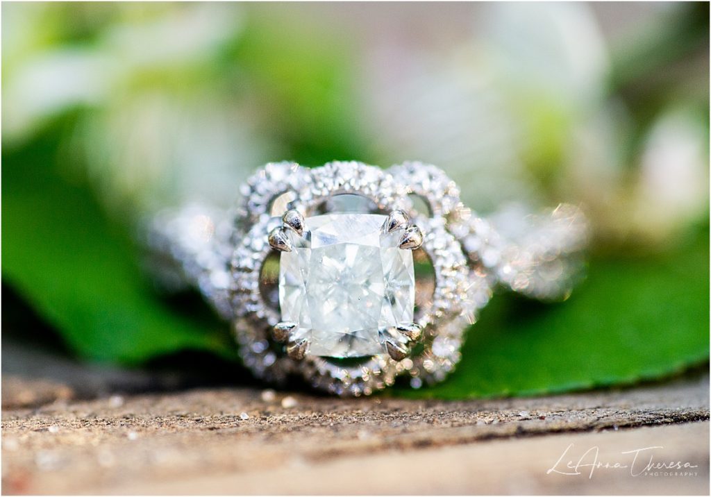 antique style engagement ring details 